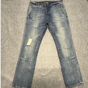 Division E Distressed Straight Leg Jeans Size 36 Blue Mens Denim Pants